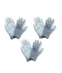 Ekon Stretchable Soft Polyester Spandex Cotton Blend Reusable Washable Hand Gloves for Men Women (Pack of 3) - Grey