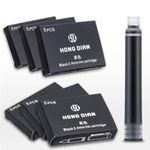 Asvine Fountain Pen Ink Cartridges Black Color, Set of 30 Refill Ink Cartridges, 3.4 mm Bore Diameter