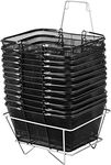 VEVOR 12PCS Shopping Baskets with Handles, Black Metal Shopping Basket, Portable Wire Shopping Basket, Black Wire Mesh Shopping Basket Set for Shopping,Laundry,Grocery, Luggage