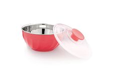 Nescro Mixing & Serving Microwave Safe Stainless Steel Bowl (1800 ML) (Pastel Red)