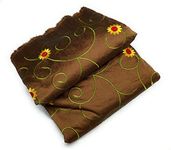 Women/Girls Unisex Ethnic Unstitched Raw Poly-Silk With Embroidery work Fabric/Cloth/Dress Material for Dress, Suit, Lehnga, Blouse, etc (Wood Brown, 4 meter)