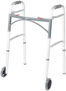 Deluxe Two Button Folding Walker with 5-Inch Wheels