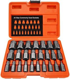 XEWEA 25Pcs Screw Extractor Set Hex Head Multi-Spline Easy Out Bolt Extractor Set, Chrome Molybdenum Alloy Steel Rounded Bolt Remover