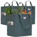 Reusable Grocery Bags - 100% Cotton 12Oz Canvas Grocery Bags with Handles, Large Kitchen Grocery Bags, Reusable Shopping Bags for Groceries, Grocery Tote Bag, Heavy Duty, Foldable Market Bag (Ocean)