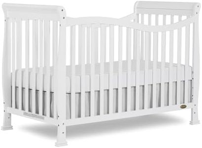Dream On Me Violet 7-in-1 Convertible Full-Size Baby Crib with Toddler, Day & Full Bed Conversion in White, GreenGuard Gold & BSA, 3 Mattress Heights, Sustainable Pinewoo