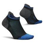 Feetures Elite Max Cushion No Show Tab Ankle Socks - Sport Sock with Targeted Compression - Tech Blue, M (1 Pair)