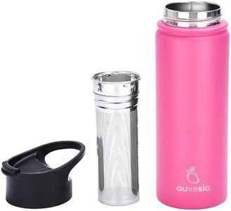 Auxesia Fruit Infuser Water Bottle - 17oz Stainless Steel Insulated Infusion Tumbler - Large Infuser for Bold Fresh Flavors - Ideal for Infused Water or Tea for Outdoor Activities - Pink