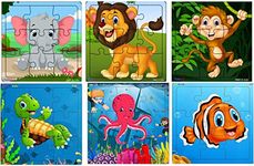 Fiddlys Fiddly's Wood Jigsaw Puzzles for Kids & Children - 9 Pieces (Animal & Sea - Pack of 6) for Age 3+