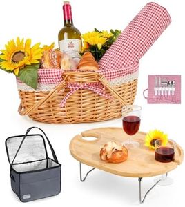 Picnic Basket for 2 with Table and Blanket Collapsible Cooler Bag Insulated Picnic Set for Beach Picnic Hamper Picnic Date Essentials for Outdoor Picnic Accessories Wedding Gift/Bridal Shower Gift