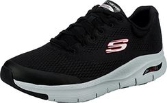 Skechers Men's Arch Fit Sneaker,Black Textile/Synthetic/Red Trim,10 UK