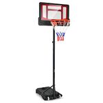 Goplus Portable Basketball Hoop, Basketball Goal with 4.3 FT-8.2 FT Adjustable Height, Ball Storage, Indoor Outdoor Weather-Resistance Basketball Hoop System for Outside Backyard, Driveway