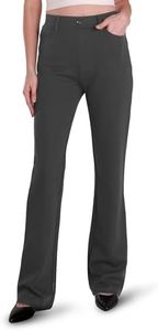 Houmous S-XXL 29''31''33''35'' Inseam Women's Bootcut Dress Pants w/Pocket Stretch Work Lounge Pant Office Casual Pants Charcoal
