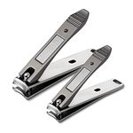 BEZOX Nail Cutter for Men and Women(2PCS) – Stainless Steel Nail Clipper with Nail File - Sharp Fingernail Clipper and Toenail Clipper for Seniors, Adult, and Kids