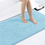 Smiry Luxury Chenille Bathroom Rugs 40x32, Extra Soft and Absorbent Shaggy Bath Mat, Machine Washable, Non-Slip Plush Carpet Runner for Tub, Shower, and Floor, Home Decor Accessories, Sky Blue