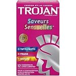 TROJAN Luscious Flavours Lubricated Latex Condoms, 3 Assorted Flavours and Colours, 12 Count