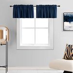 DONREN 18 Inch Long Navy Blue Blackout Curtain Valances for Boys Room - Blackout Window Valances for Basement with Rod Pocket (42 by 18 Inch Length,2 Panels)