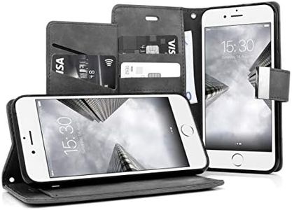 MyGadget Flip Case para iPhone 6 6s en Cuero Sintético PU - Funda Cierre Magnético Tarjetero con 5 Bolsillos y Soporte Plegable Anti Golpes - Gris