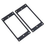 2 Pcs Metal Flat Humbucker Cover Guitar Pickup Frame Mounting Ring (Black)