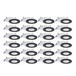Nadair, 3’’ LED Recessed Ultra Slim Lights, 24-Pack, IC Rated, Dimmable, 6W=50W, 450 Lumens, 3000K (Warm White), Large Junction Box, Quick Connect System, White Finish, Black Trim Included