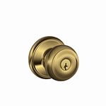 SCHLAGE Keyed Entry, Antique Brass F51A GEO 609 Georgian Knob Lock