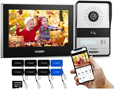 TMEZON 2 Wire Connected Video Door Phone,1080P WiFi Video Intercom with IP Touch Screen Monitor,Wired Camera Doorbell Night Vision,Open The Door Via Badges/APP,TuyaSmart
