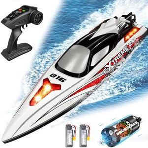 Levhorzn 34+MPH High Speed Brushless RC Boat - Large 19” Remote Control Boat with 2 Batteries, Auto Capsize Recovery Rc Boats for Adults & Kids, Perfect for Lakes & Rivers (Grey)