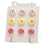 Demarsen Reusable Donut Stand, Holder Fits 9 Doughnuts, Board Dessert Display Stand with Bamboo Stick, Wooden Donut Wall for Birthday Parties Weddings and Baby Shower Supplies(30 x 35 CM )