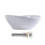 MELGII Above Counter Vessel Sink, 16" x 13" Ceramic Bathroom Sink, Oval Canoe Shape