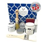 Colorantic | COTTON BALL WHITE STARTER KIT of Chalk Paint for Furniture Wax Varnish Round Brushes DIY | Decorative Furniture Paint Craft Projects - Painting Kit for Wood Waverly | 7 Items Kit