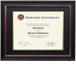 EXCELLO GLOBAL PRODUCTS Photo Document Frame: 8.5x11with Double Mat Graduation Diploma Certificate Holder Wall Frame (Black/Gold)