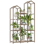 Bamworld Plant Shelf Indoor Plant Stand Outdoor Large Tall Flower Stand Boho Home Decor for Multiple Plants in Patio