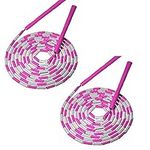 Angeer 2 Pcs/set Bamboo Skipping Rope For Kids Children's Multifunctional Practical And Durable Non-slip Handle Children's Hard Bead Skipping rope (Pink)