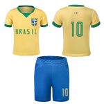 Brasil Jerseys for Kids Football Practice Yellow Brazil Soccer Uniform Outfit for Boys & Girls (CNCA-BRZ,10Y)