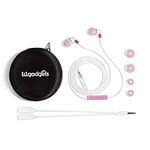 LilGadgets BestBuds Ear Buds for Kids for School - Safe & Comfortable, Volume Limited, Wired Earbuds for Kids with an in-Line Microphone, Travel Case, and Splitter - Pink