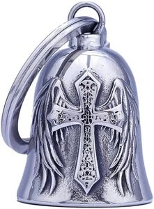 Motorcycle Bells - Bicycle Bells for Men, Stainless Steel can Bring Good Luck and Peace to Motorcycle Accessories (Cross Black Silver) (Winged Cross-Sliver)