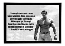 Interio Crafts Arnold Gym Motivational Wall Decor Hanging Framed Poster (Wood and Glass, 12"X8" Inches, Black)