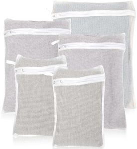 5-Piece Organic Cotton Laundry Bags with Zipper and Hanging Loop, 3 Sizes (S, M, L) Mesh Laundry Bag, Durable Cotton Mesh Laundry Bag for Delicate Underwear and Socks.