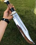 KE-0547-HK D 2 Steel Custom And Handmade 18" Buffalo Horn Handle Large Bowie Knife - Grand Couteau Bowie - Couteaux de Chasse Personnalisés - Couteau de Chasse Fait Main