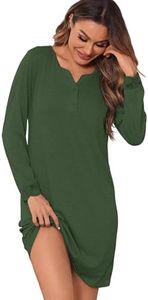 Jahetuul Camicia da Notte Donna Cotone a Maniche Lunghe con Bottoni Camicia da Notte Aperta Davanti con Collo a V e Polsini in Pizzo Pigiama da Donna in Morbido Cotone