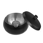 JSVER Ashtrays with Lid, Ashtray for Outdoor or Indoor Stainless Steel, Desktop Ashtray Easy to Clean Anti-Wind, Anti-Odor Ashtray for Garden, Office, Balcony, Living Room (Black)