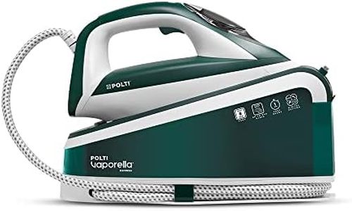 Polti Vaporella Express VE30.20, Fer à Repasser Générateur de Vapeur avec Fonction Eco, Pression de la Pompe 8 Bar Max, Réservoir XL 1.6 L, Réglage Numérique, Vert et Blanc