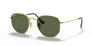 Ray-Ban Unisex's RB3548N Hexagonal Flat Lenses Sunglasses, Gold/Green, 54 mm