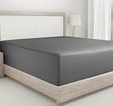 California Design Den Fitted Sheet Queen Deep Pocket, Soft 400 Thread Count 100% Cotton Sateen, No Pop-Off Elastic, Durable Fitted Sheet Only (Queen, Grey)