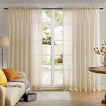 Extra Wide Sheer Curtains Taupe 84 Inches Long, Window Treatments Rod Pocket Volie Drapes for Living Room/Bedroom, 108 IN Width Semi Outdoor Curtain Panels for Patio, Lawn, Garden, 108"x 84", 2 Panels