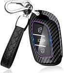 HIBEYO ABS Key Fob Cover for MG ZS EV MG6 EZS HS EHS MG6 Marvel X Marvel R for Roewe I5 I6 RX3 RX5 RX8 ERX5 EI5 Accessories with Keychains Car Key Case Cover Protector-Carbon Fiber Black