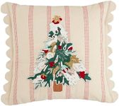 Mud Pie Tree Striped Embroidery Pillow, 18" x 18", Multi