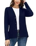 KANCY KOLE Women's Casual Work Solid Color Knit Blazer Open Front Plus Size Cardigan Jacket(S, Navy Blue) KCA02145