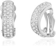 Philip Jones Silver Plated Pave Clip On Earrings Created with Zircondia® Crystals