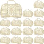 Hsei 16 Pcs Girls Jelly Purse Jelly Bags Basket Reusable Jelly Beach Bag Plastic Beach Tote Gift Basket for Kid Girl, Beige