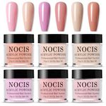 Nude Acrylic Powder Set - 6 Colors Crystal Acrylic Nail Powder - Pink Orange Tone Nail Powder for Acrylic False Nails Extension & Nail Carving - Acrylic Nail Kit No Need Nail Lamp